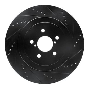 Subaru Impreza Brake Rotor (1) - Rear Right - R1 Concepts - Drilled & Slotted - Black - `03-`04